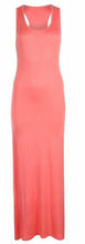 Load image into Gallery viewer, Ladies Coral Plain Maxi Muscle Jersey Racer Back Summer Dress
