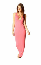 Load image into Gallery viewer, Ladies Pink Plain Maxi Muscle Jersey Racer Back Summer Dress
