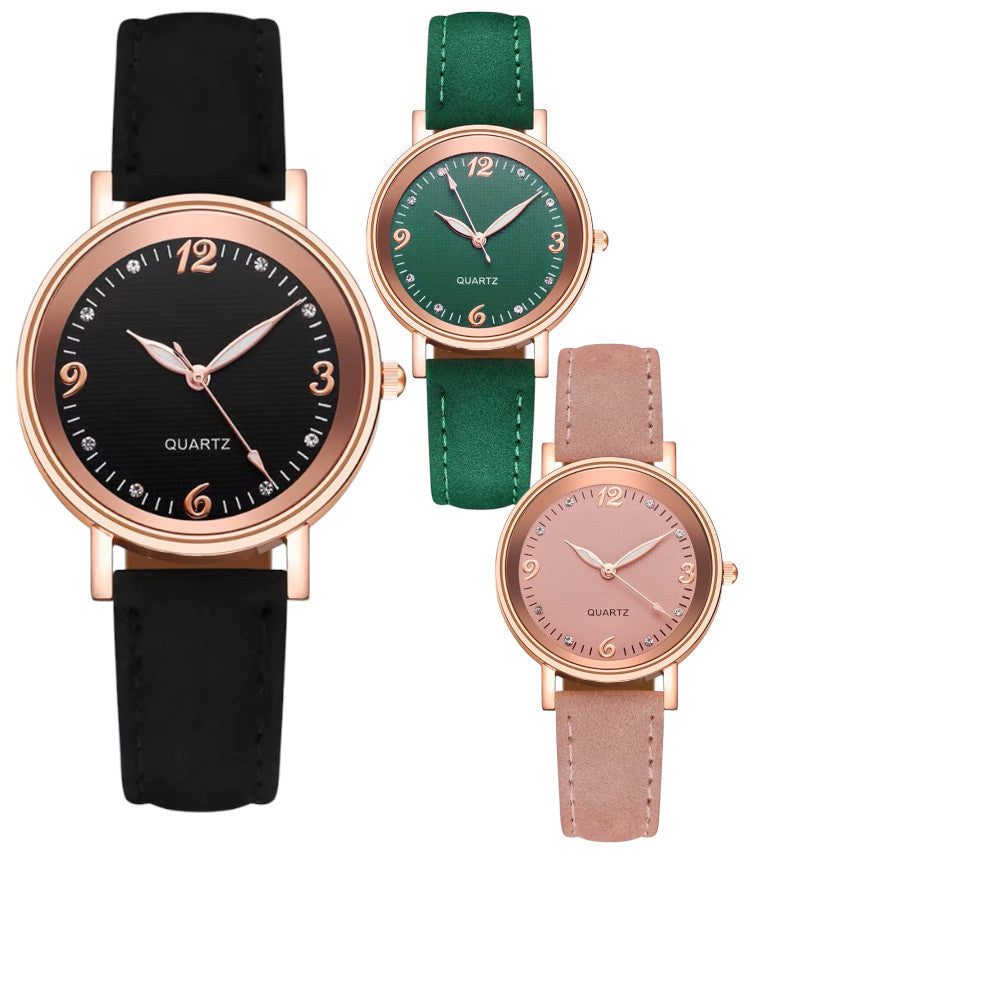 Ladies Girls Quartz Rose Gold Trim Stainless Steel Dial Crystal WristWatch