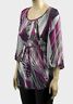 Cerise Multi Abstract Mia Moda 3/4 Chiffon Top