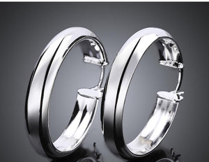 Ladies 925 Silver Medium Hoop Creole Hoop Earrings