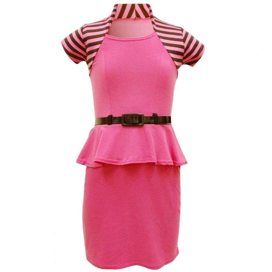 Pink & Black Shrug & Peplum Style Dress