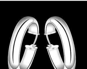 Ladies 925 Silver Medium Hoop Creole Hoop Earrings