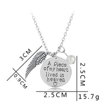 Load image into Gallery viewer, Memorial Necklace A piece of my heart lives in heaven Sympathy Pendant Necklace
