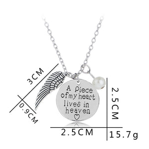 Memorial Necklace A piece of my heart lives in heaven Sympathy Pendant Necklace