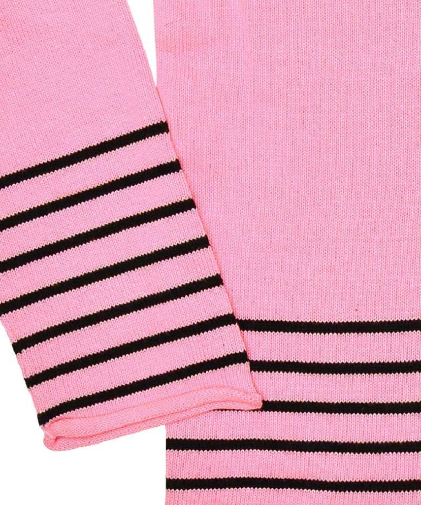 Pink Knitted Stripe Tunic Jumper