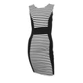 Black & White Striped Panel Fitted Bodycon Dress