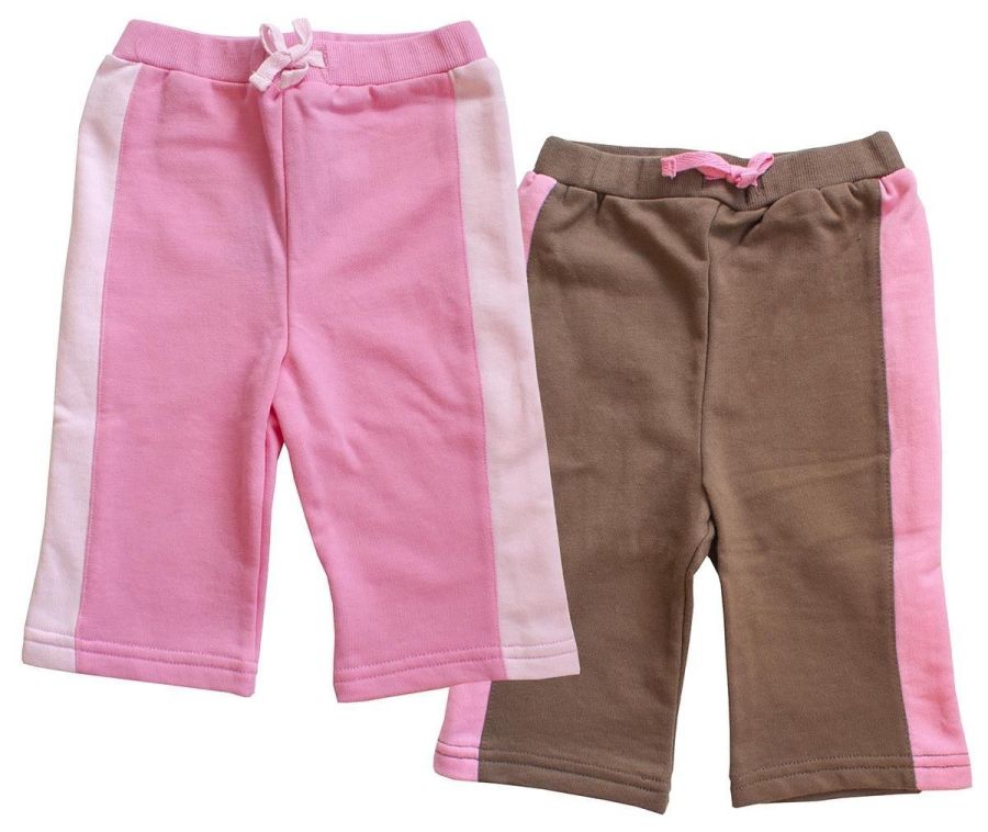 Twin Pack Pink & Brown Elasticated Waist Knee Shorts
