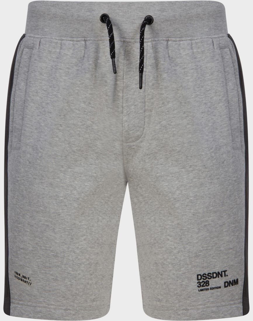 Mens Grey Dissident Contrast Stripe Elasticated Waist Jogging Shorts