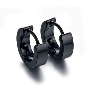 Unisex Black Smooth Anti-Allergic Titanium Steel Small Hoop Earring