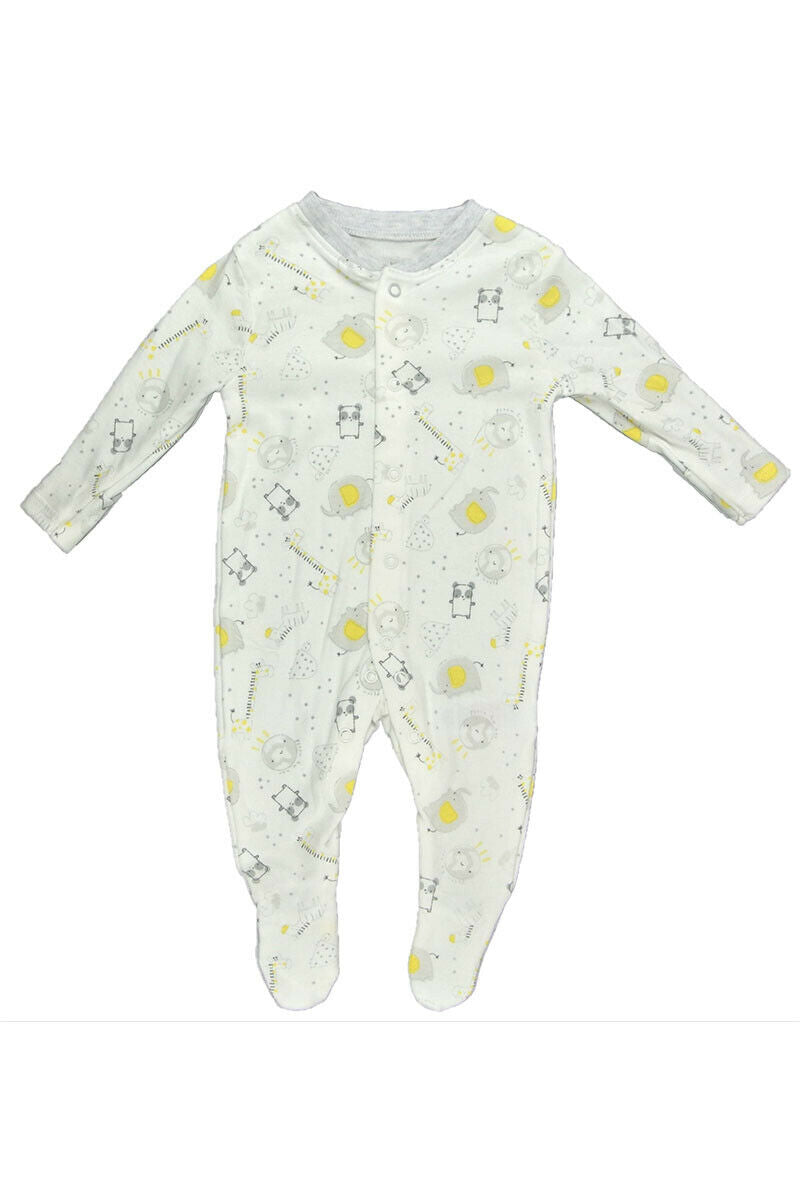 Babies Boy Girls Babygrow Ivory Animal Print 3 Piece All in One Gift