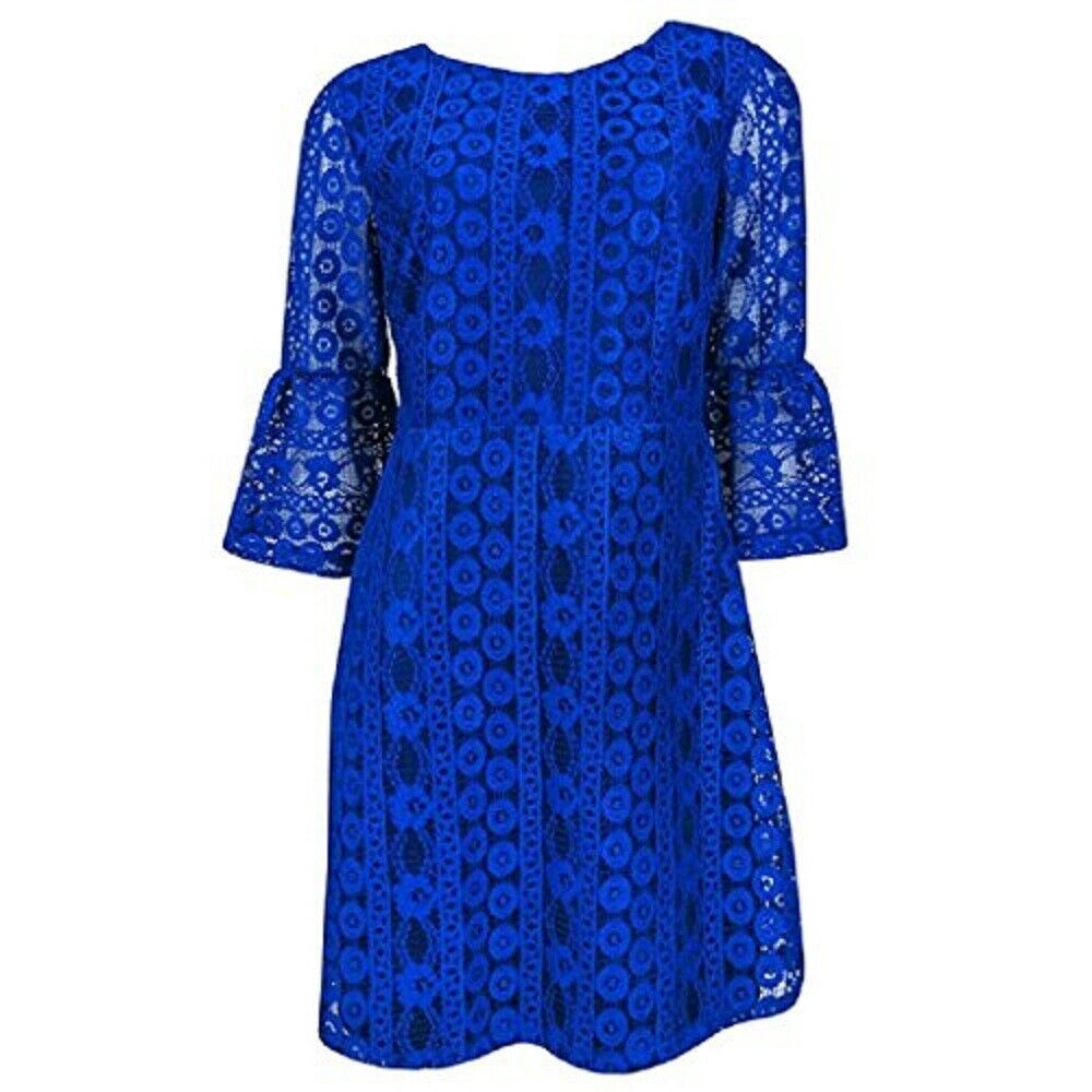 Royal Blue Floral Lace Dress