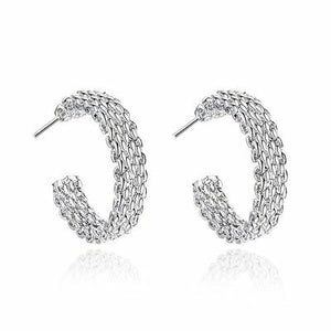 Ladies Gorgeous silver plated earrings Weaved Web Stud Earrings.