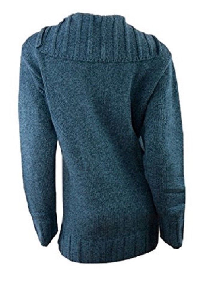 Blue Real Comfort Large Collar Tie Neck Jumper