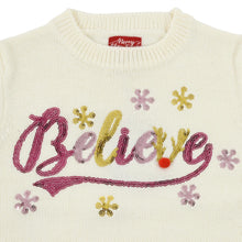 Load image into Gallery viewer, Girls Cream Believe in Santa Christmas Novelty Jumper
