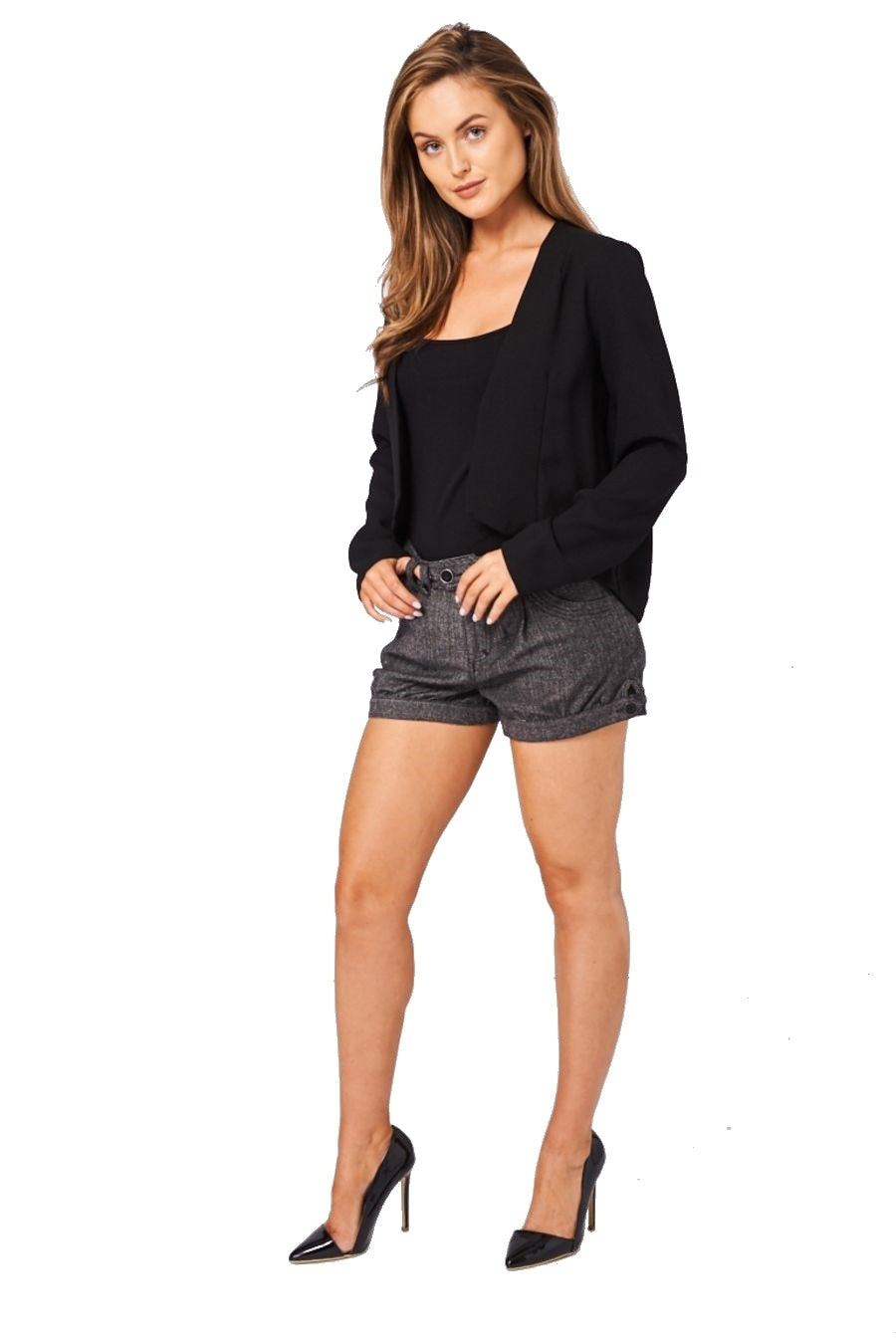 Grey Authentic Herringbone Hot Pant Summer Shorts