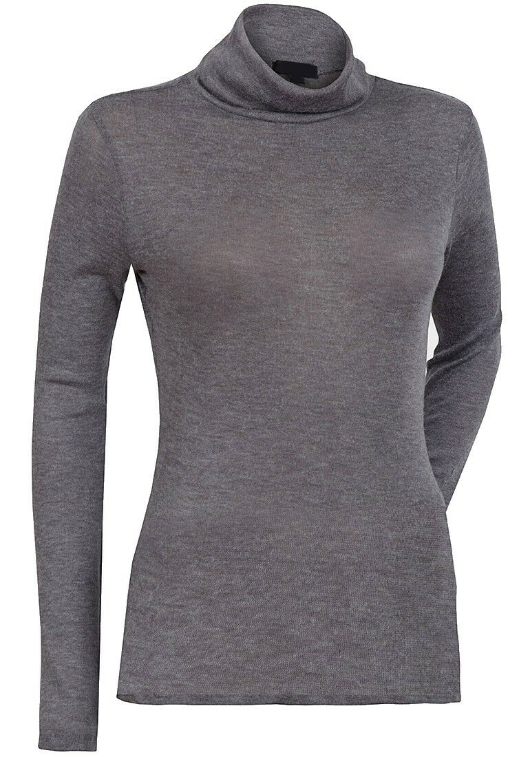 Grey Roll Neck Light Knitted Longsleeve Jumper Top