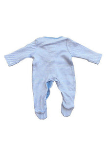 Baby Boys BabyGrow Blue Star Embroidery Striped Romper Cotton Sleepsuits 0-9mths