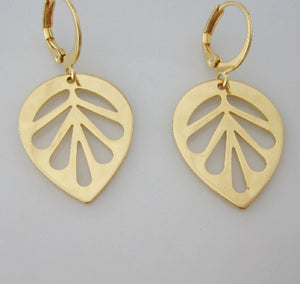18K Gold Plated Cut Out Leaf Loop Clip Earrings