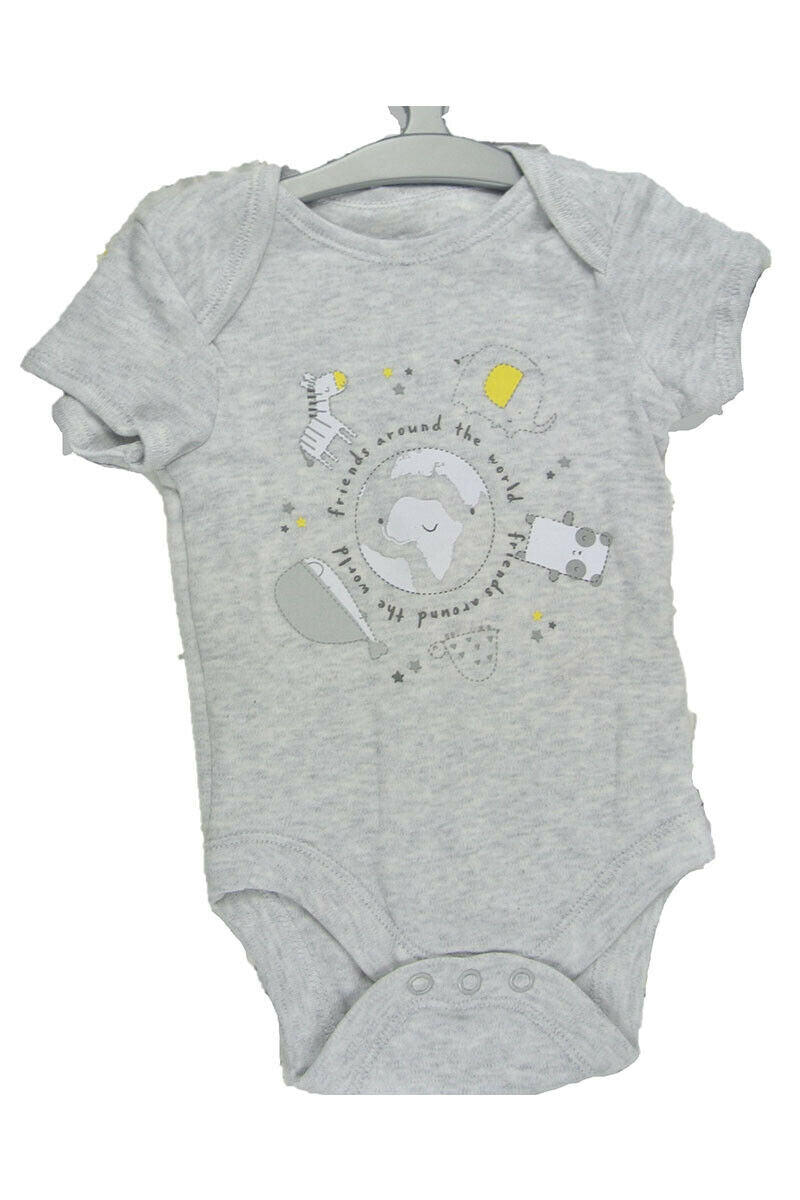 Babies Boy Girls Babygrow Ivory Animal Print 3 Piece All in One Gift