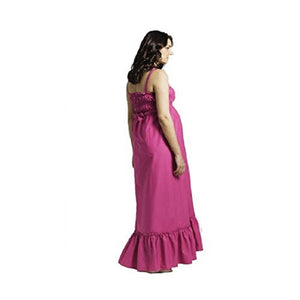 Pink Strappy Gathered Elasticated Cotton Maxi Maternity Dress