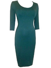 Load image into Gallery viewer, Teal Midi Bodycon Stretchy Jersey Tube 3/4 Sleeve Dress
