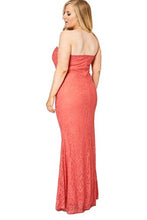 Load image into Gallery viewer, Coral Beaded Lace Strapless Evening Dress
