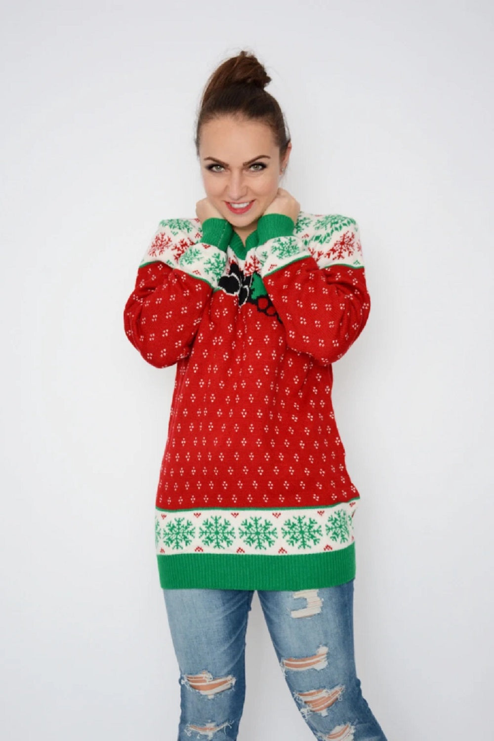 Red Snowflakes Knit Christmas Jumper