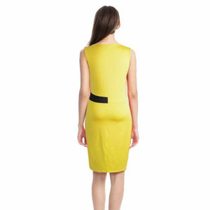 Yellow Multi Sleeveless Color Block Dress