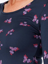 Load image into Gallery viewer, Navy Bold Floral Print Heatgen Thermal Top
