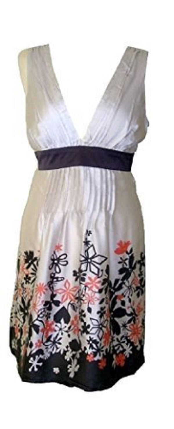 Silver Grey V-Neck Floral Print Mini Dress