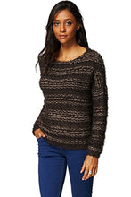 Load image into Gallery viewer, Brown Open Knit Long Sleeve Fluffy Jumper
