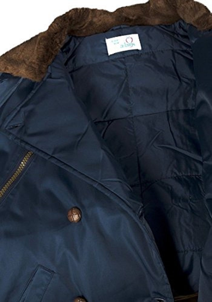 Navy Faux Fur Collar Winter Padded Coat
