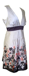 Silver Grey V-Neck Floral Print Mini Dress