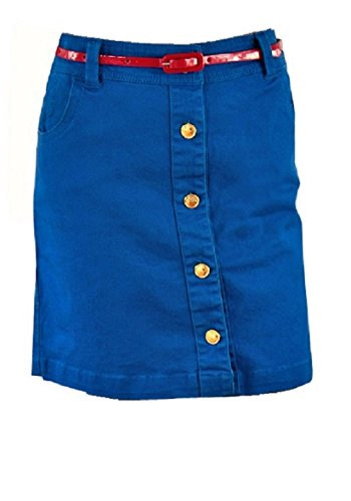 Blue Button Down Mini Skirt Plus Belt