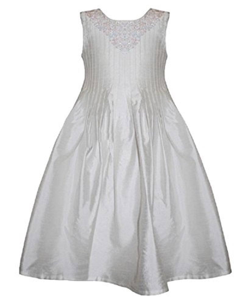 Girls DominoGirls Embellished Ivory Silk Dress
