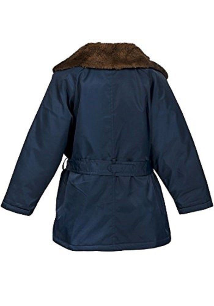 Navy Faux Fur Collar Winter Padded Coat
