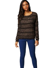 Load image into Gallery viewer, Brown Open Knit Long Sleeve Fluffy Jumper
