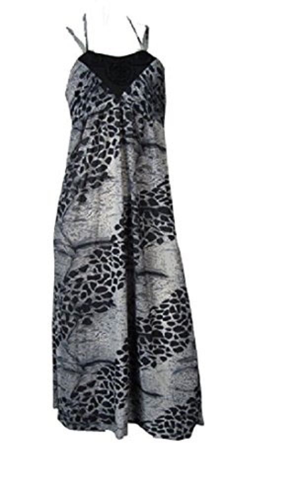 Ladies grey black strappy halterneck maxi dress