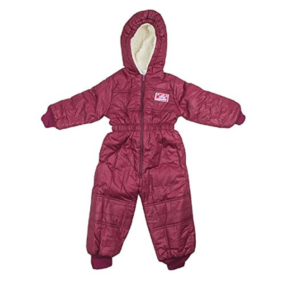 Maroon Toddler Padded Hooded Footless Snowsuit