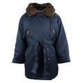 Navy Faux Fur Collar Winter Padded Coat