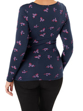 Load image into Gallery viewer, Navy Bold Floral Print Heatgen Thermal Top
