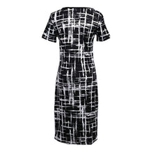 Load image into Gallery viewer, Black &amp; White Bodycon Shortsleeve Midi Dress
