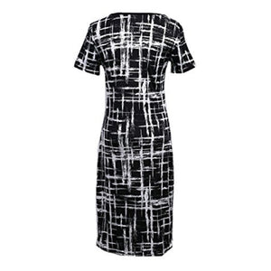 Black & White Bodycon Shortsleeve Midi Dress