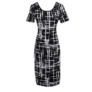 Black & White Bodycon Shortsleeve Midi Dress