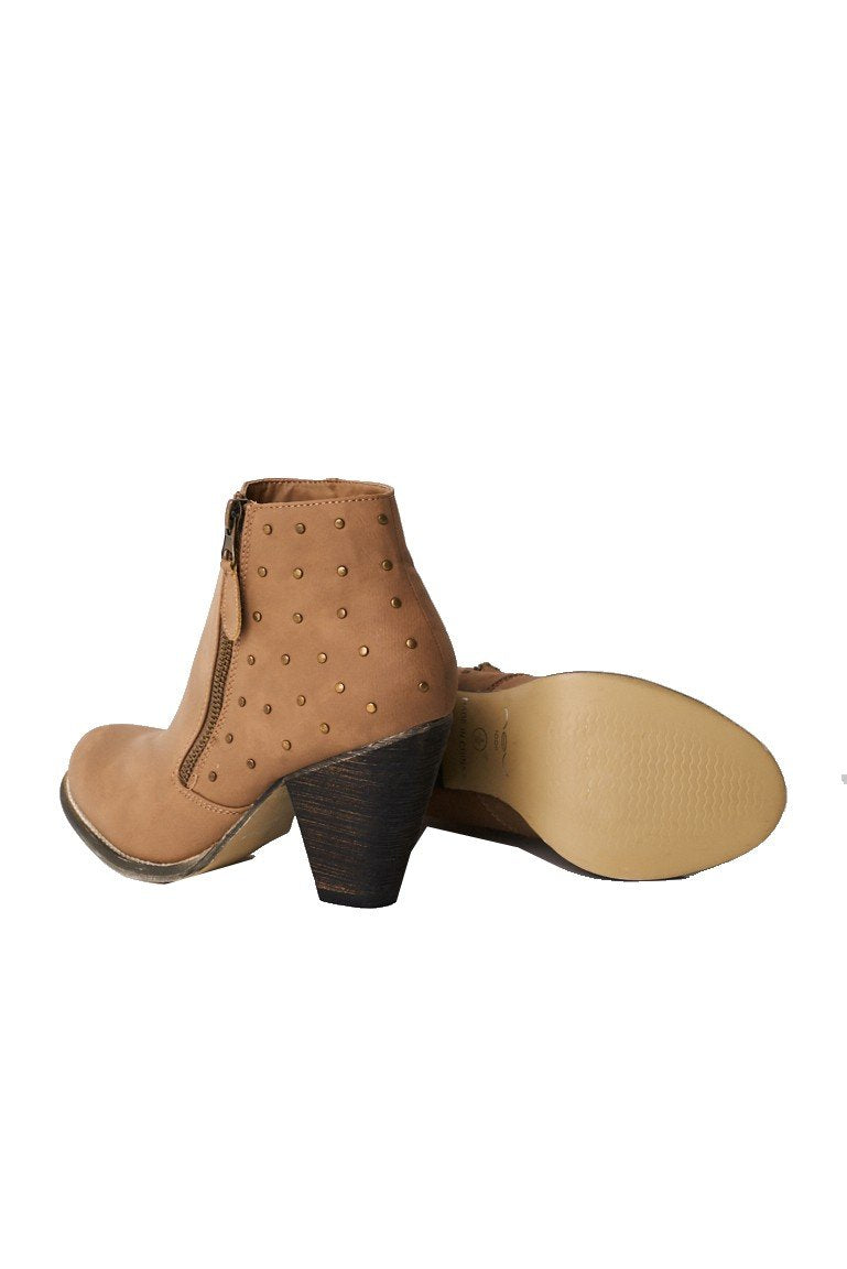Ladies Brown Heeled Side Almond Toe Ankle Boots