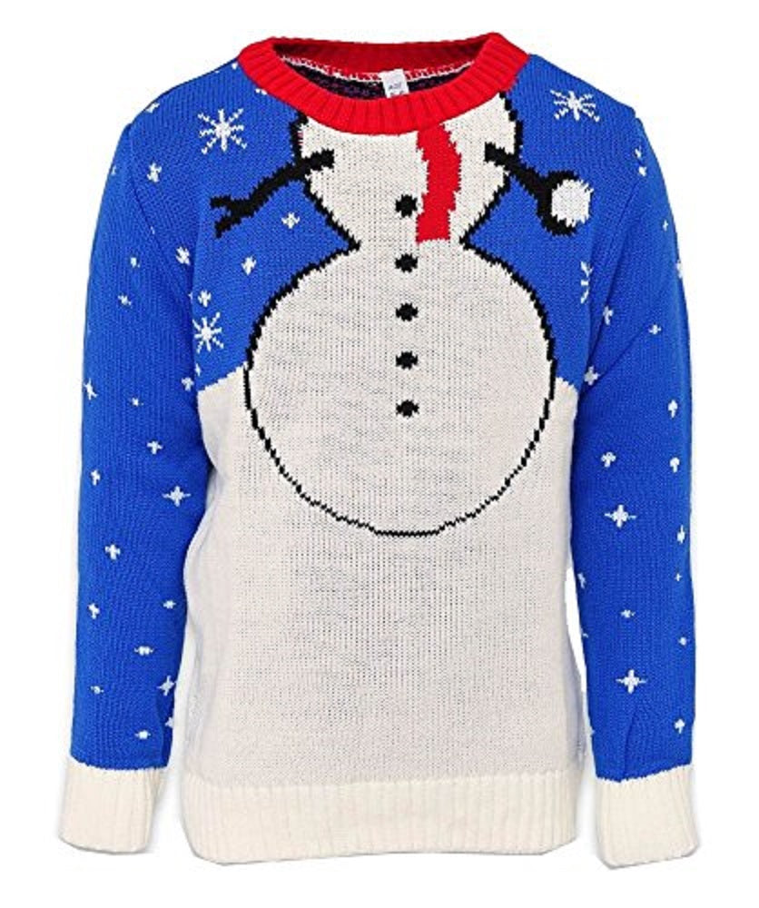 Boys Girls Unisex Snowman Kitted Christmas Jumper