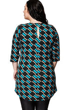 Load image into Gallery viewer, Black Multi Geometric Print 3/4 Sleeves Plus Size Top
