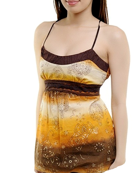 Orange Multi Strappy Floral Print Strappy Vest Top