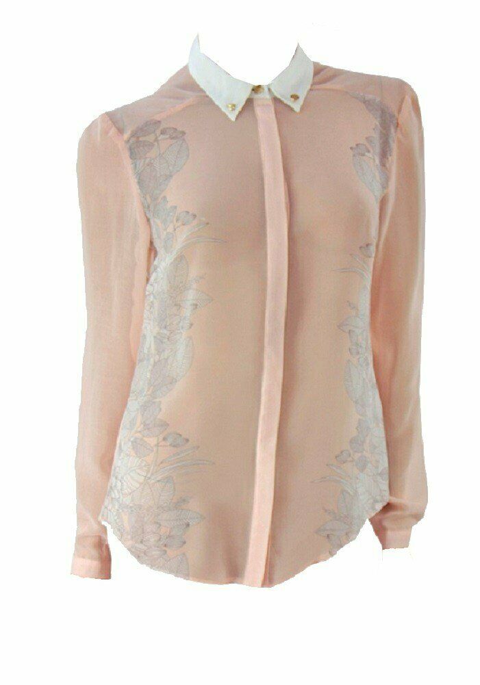 Blue & Pink Floral Print Chiffon Top